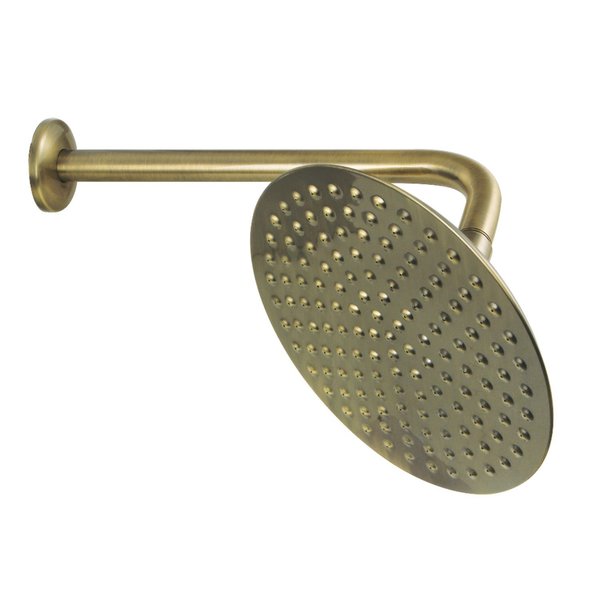 Showerscape K136A3CK 8-Inch Brass Shower Head with 12-Inch Shower Arm, Antique Brass K136A3CK